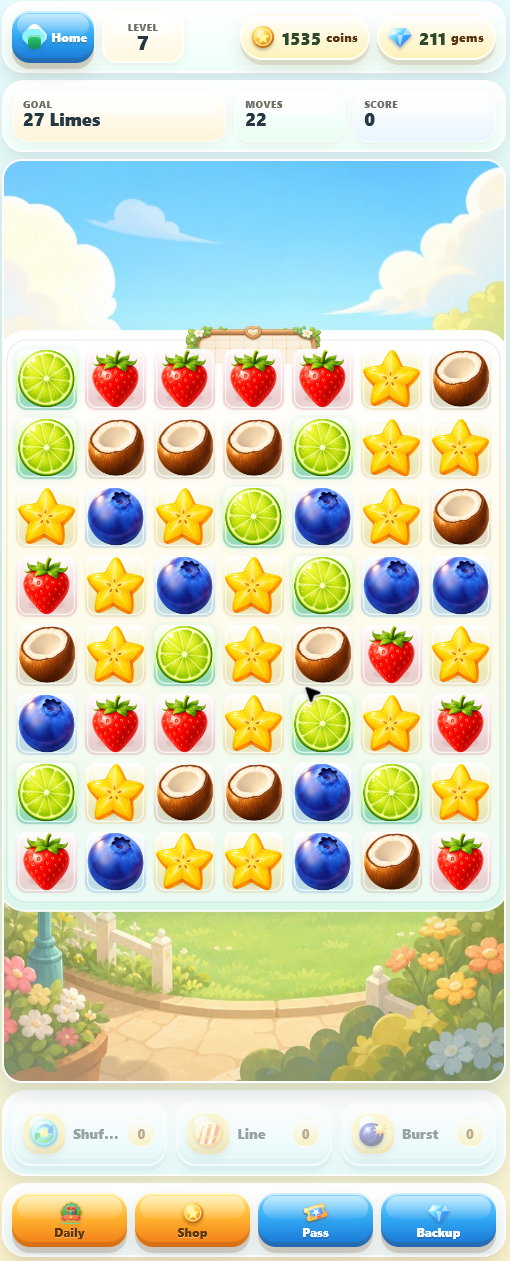 Fruit Town Pop screenshot: Match colorful fruits to hit the goal