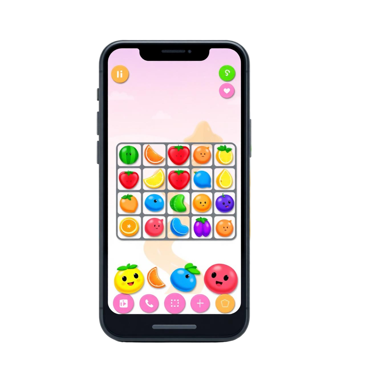 Fruit Town Pop game preview showing colorful fruit tiles on a tropical level map